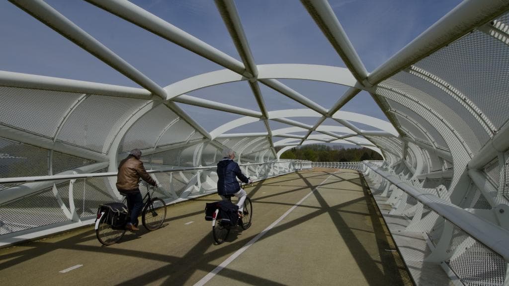 De Portlandsebrug, beter bekend als de ‘Netkous’, krijgt in de zomer van 2024 nieuwe ledverlichting.